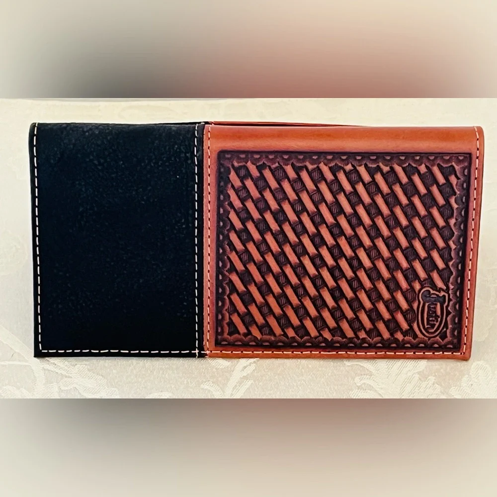 Justin Boots Rodeo Leather Wallet - Basketweave - Style 7 **NEW**